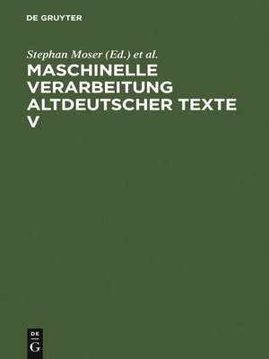 cover image of Maschinelle Verarbeitung altdeutscher Texte V